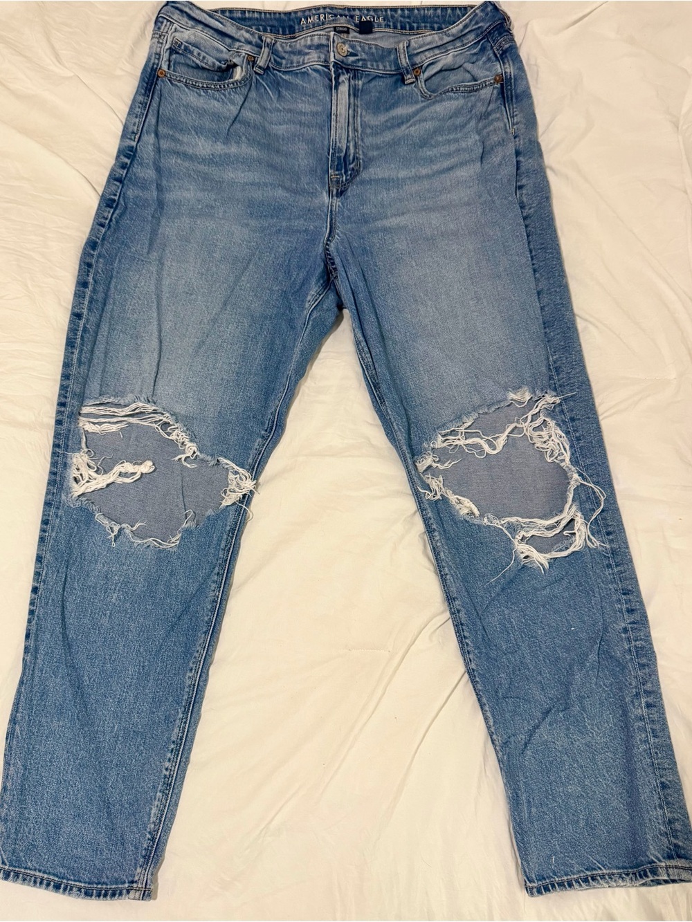 American Eagle Outfitters Light Blue Distressed Mom Jeans